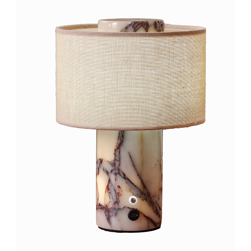 Marble table lamp model 1011, rechargeable or plug-in