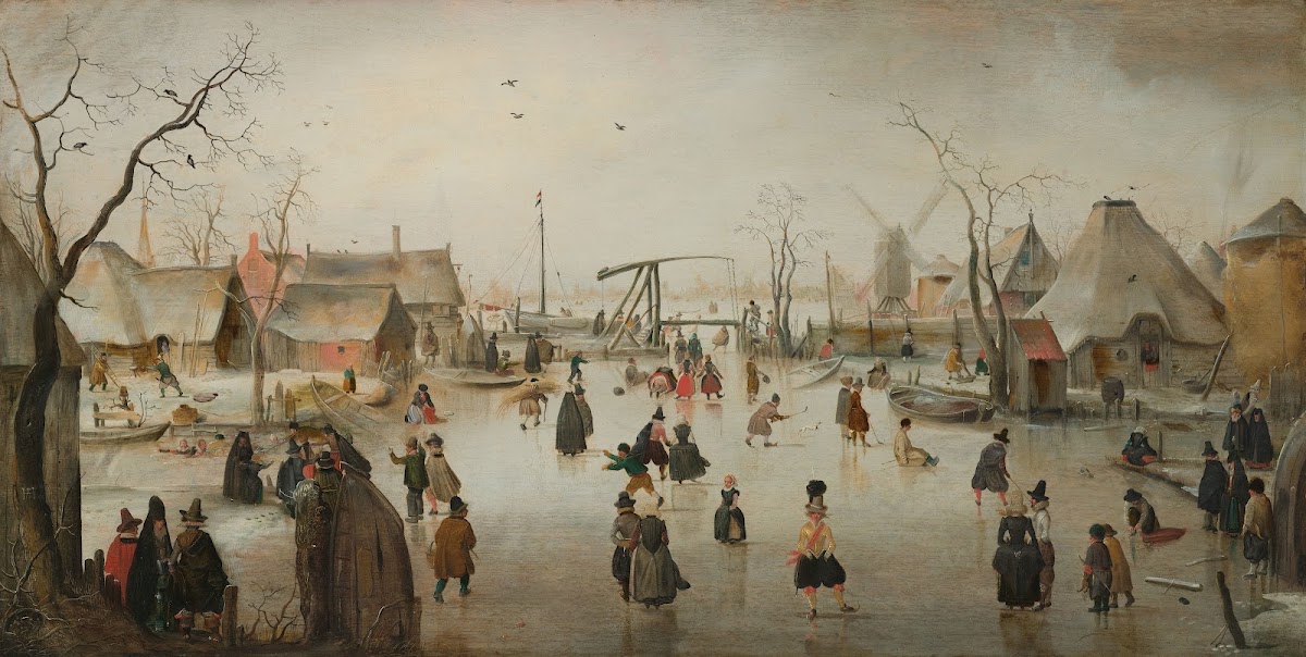 Ice skating in a Village c 1610
