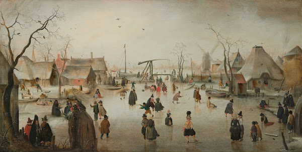 Ice skating in a Village c 1610