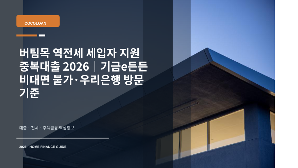 버팀목 역전세 세입자 지원 중복대출과 우리은행 대면신청 기준을 설명하는 대표 이미지