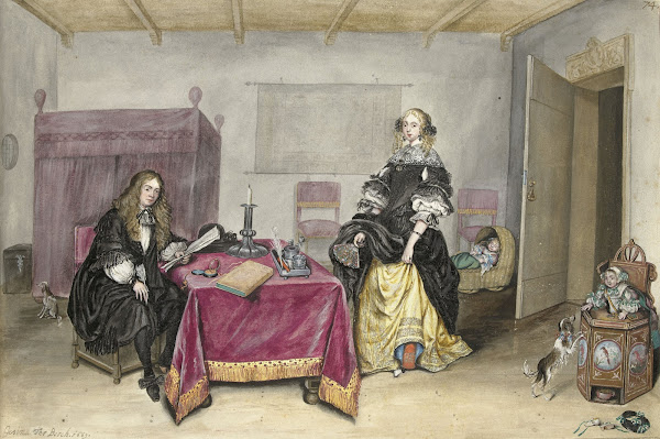 Sijbrant Schellinger en Jenneken ter Borch met twee kinderen in een interieur 16