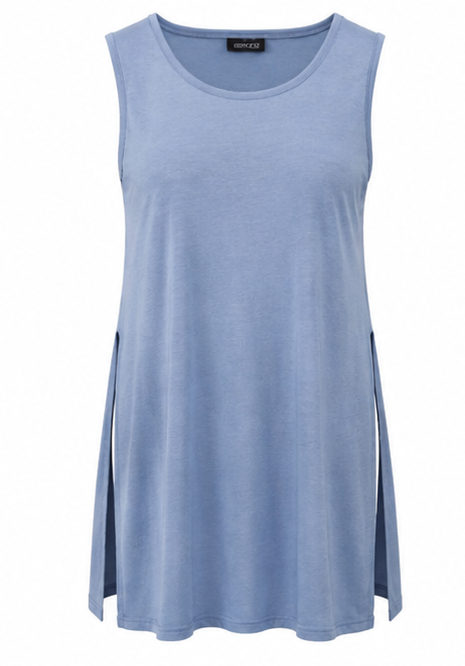 Dama - Tricou lung / tunică Esmara bleu cu slituri laterale - S