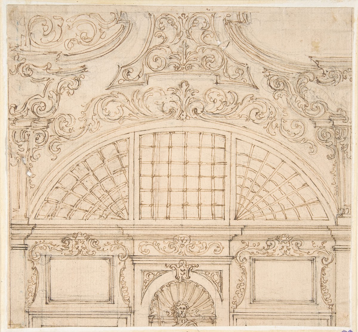 Design for the Upper Half of a Wall Elevation with a Semicircular Window 1652172