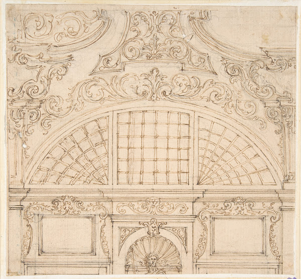 Design for the Upper Half of a Wall Elevation with a Semicircular Window 1652172