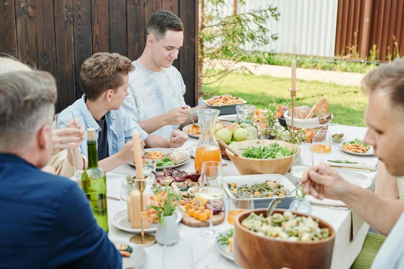 A family having lunch.