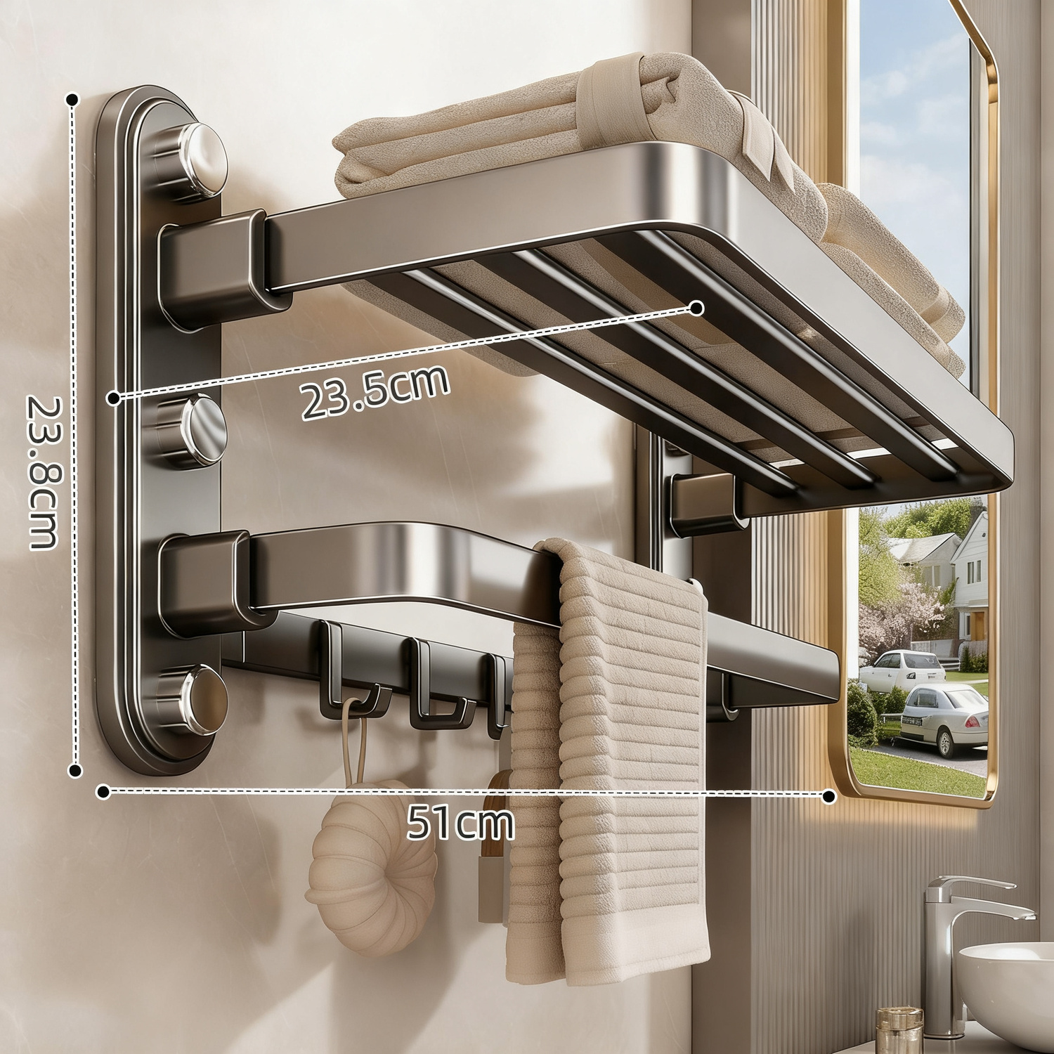 Towel holder without drilling, suction cup installation