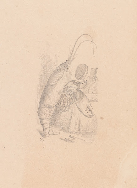 Drawing of the Lobster primping before a mirror 1866