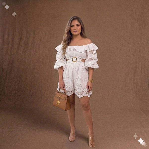 Jumper Corto Blanco Bordado