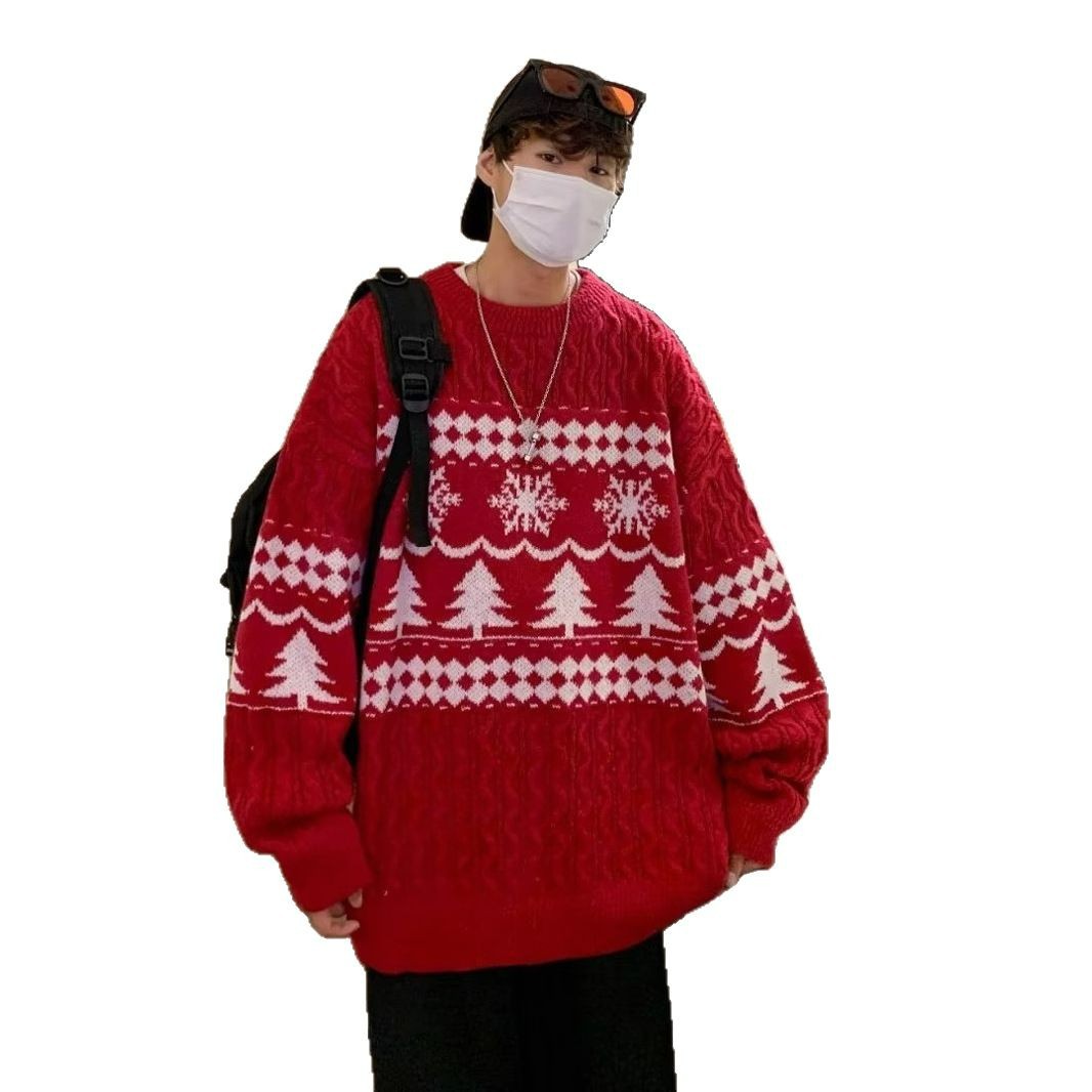 Retro Christmas Sweater with Diamond Pattern for Men