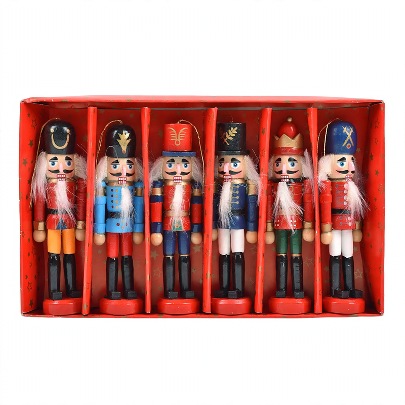Wooden nutcracker soldiers, set for Christmas decoration