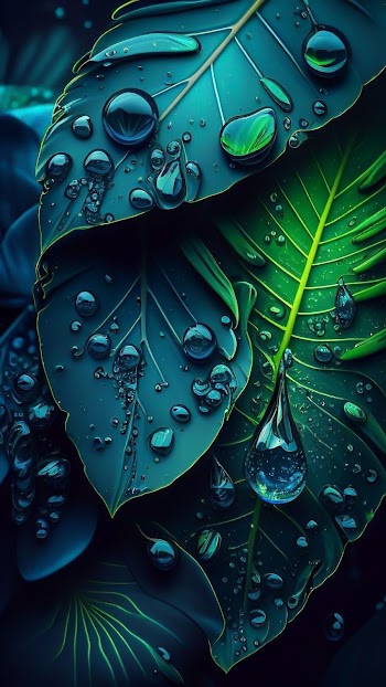 Water Drops Leaves Picture
