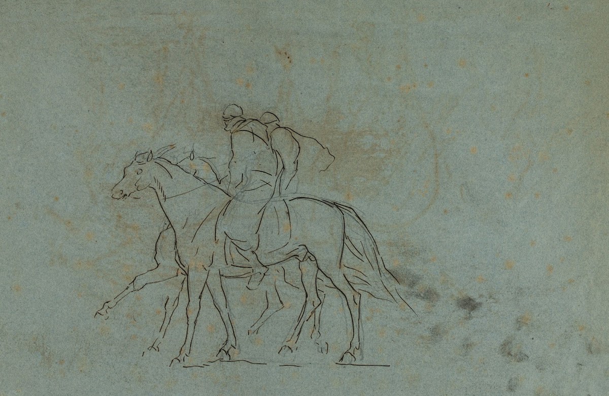 Two Arabian Horsemen study 19th century