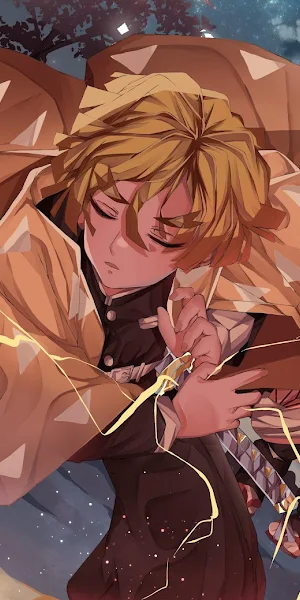 Demon Slayer, Anime, Zenitsu, Nezuko 5K Wallpaper Background