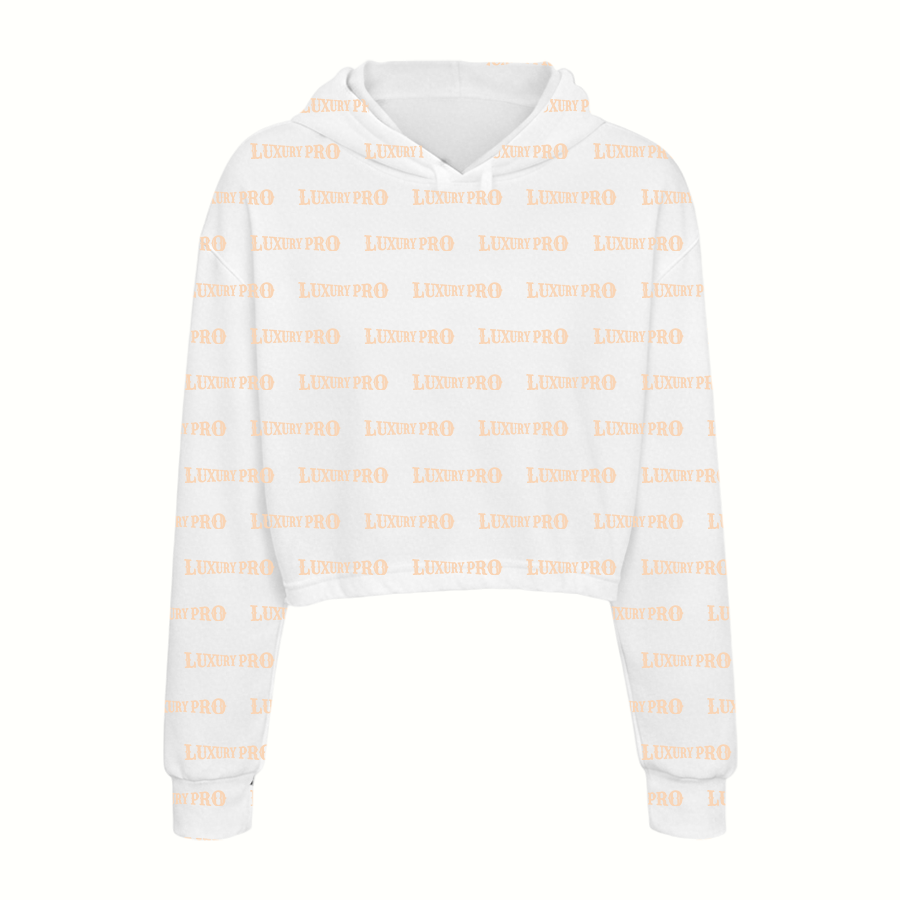 AOP PTB Raw Hem Cropped Hooded Sweatshirt