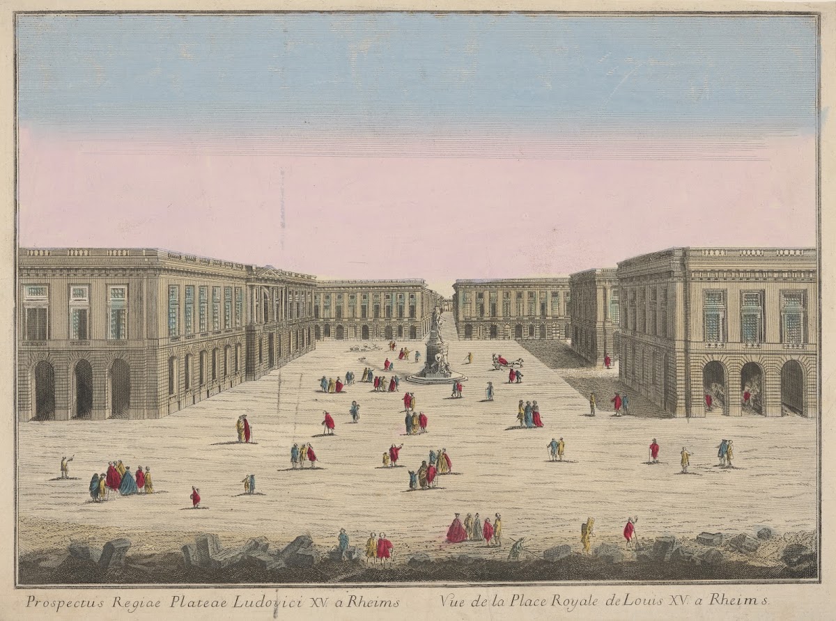 View of the Royal Plaza of Louis XV in Reims 1750