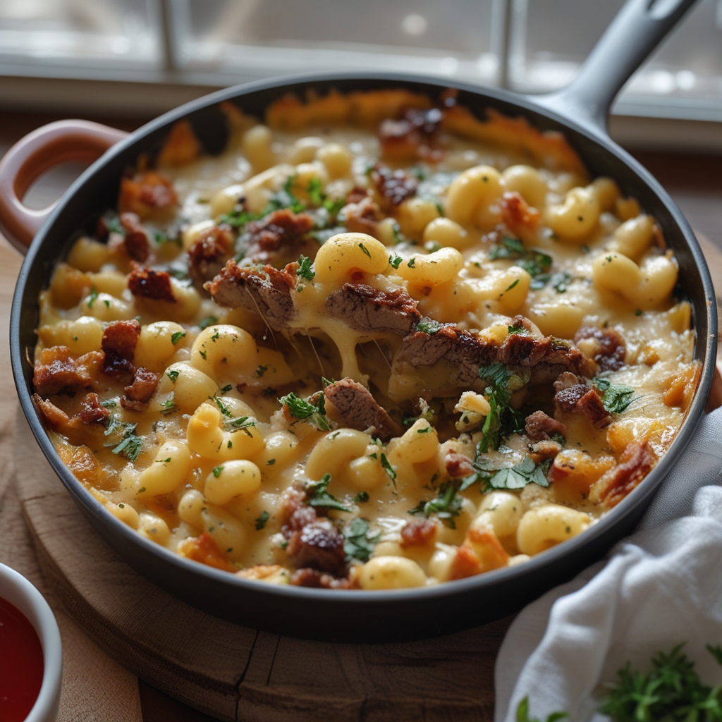 High-Protein Creamy Philly Cheesesteak Mac & Cheese – Easy Homemade Comfort Food