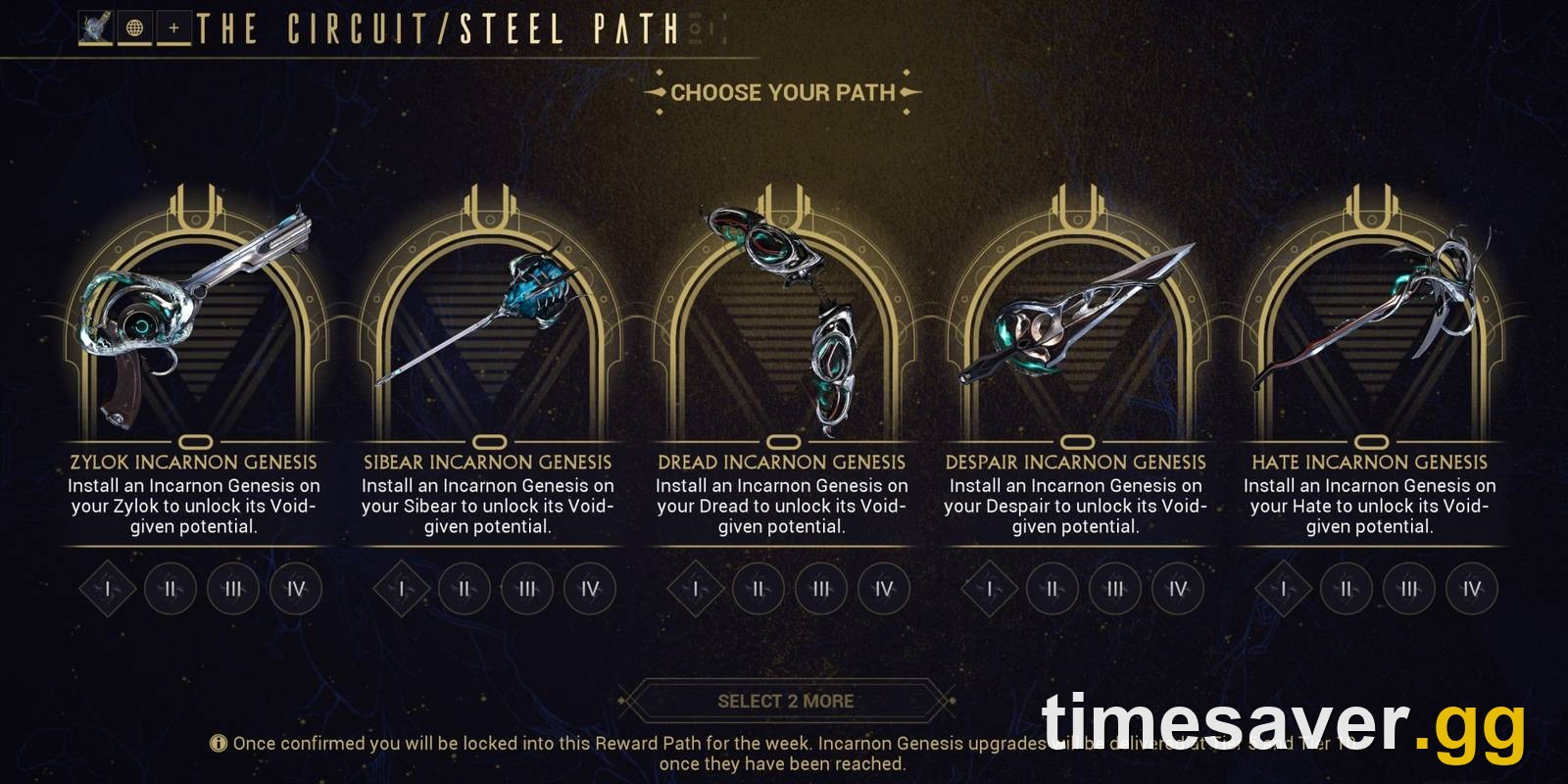 Warframe weekly Incarnon Genesis adapter selection in the Steel Path Circuit