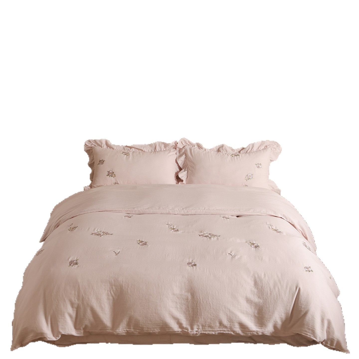 Bedding set made of double-layered cotton muslin with embroidery
