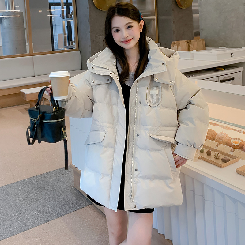 Women's Down Coat with Hood, Plus Size