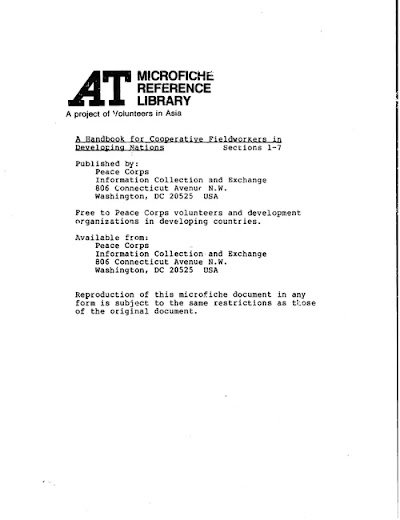 A Handbook For Cooperative Fieldworkers In Developing Nations Sec-1-7 1978