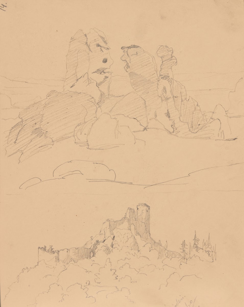 Sketch of limestone outliers near the Ogrodzieniec Castle 1860