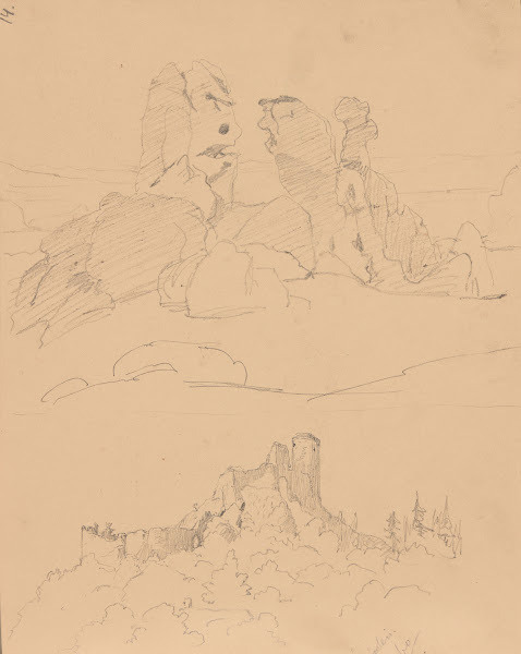 Sketch of limestone outliers near the Ogrodzieniec Castle 1860