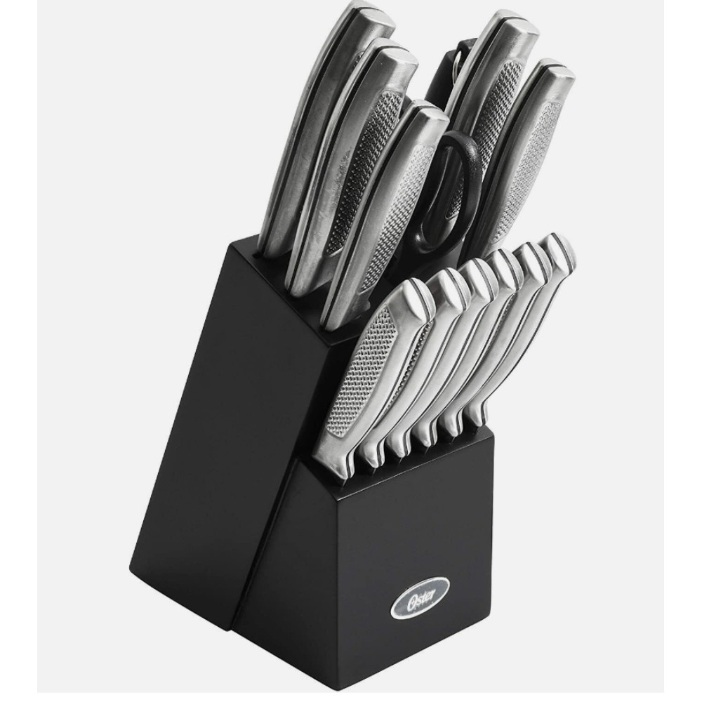 Cuchillos de acero inoxidable Oster™ Edgefield con base, 14 piezas