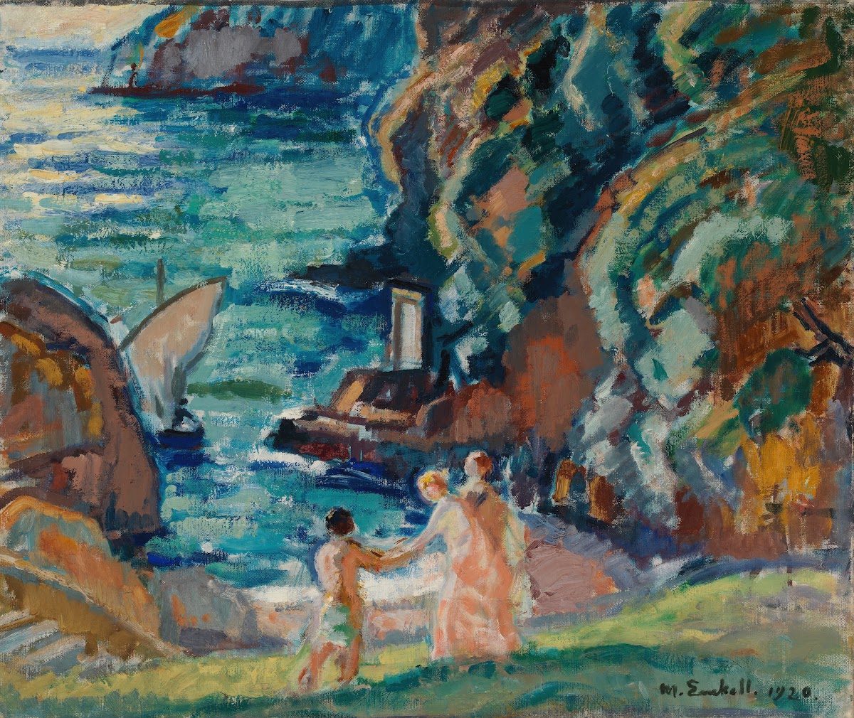Rocky Shore in the Sun Porto Fino 1920