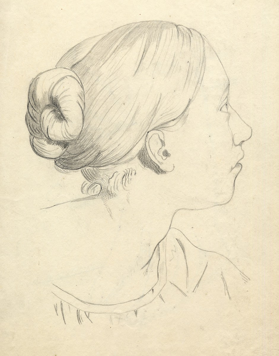 Portretstudie van een jonge vrouw profiel 1869