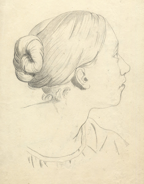 Portretstudie van een jonge vrouw profiel 1869