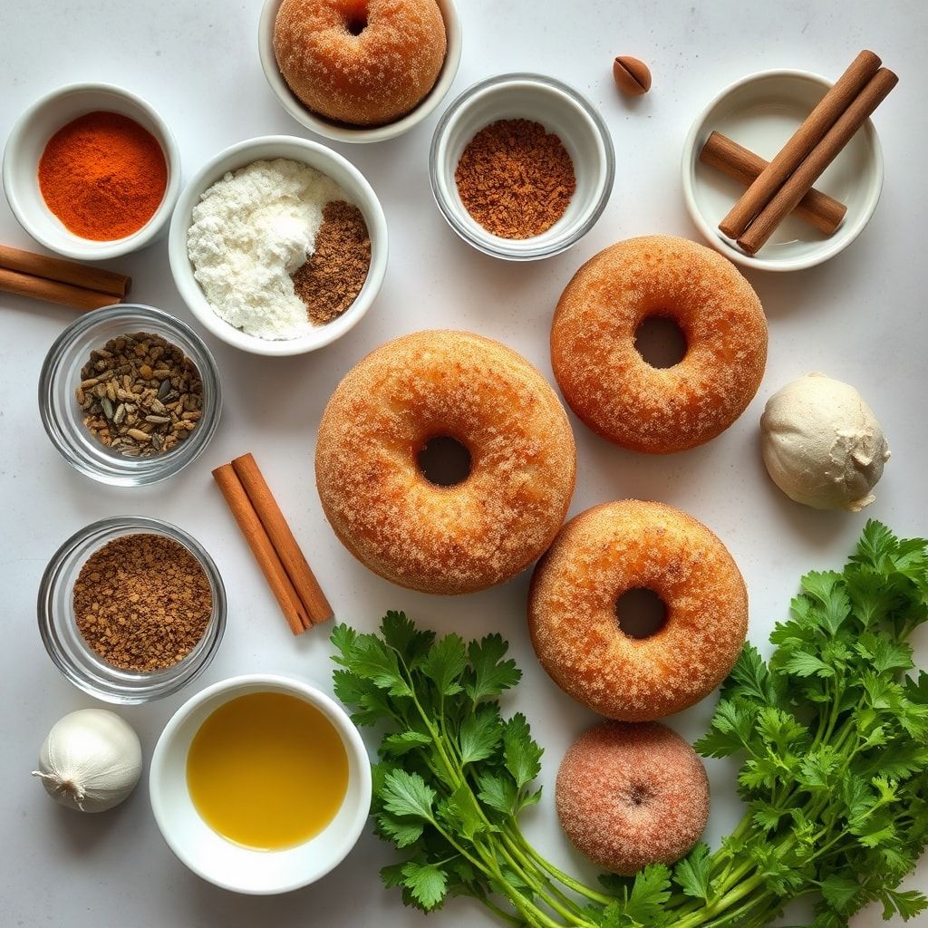 Ingredients for Easy Baked Cinnamon Sugar Donuts Recipe for Breakfast (Homemade in 40 Min!)