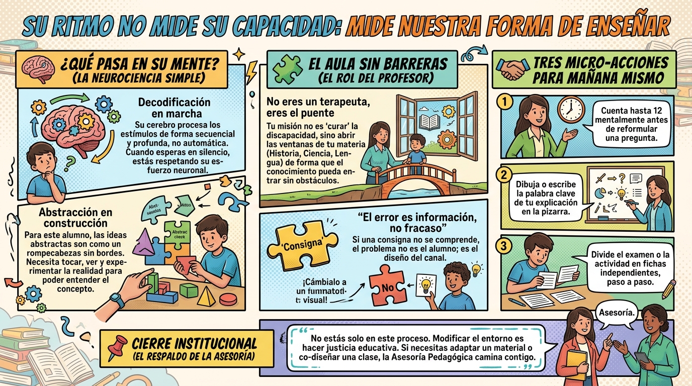 Lámina Comprender para ayudar, con orientaciones para el trabajo docente con estudiantes con discapacidad intelectual