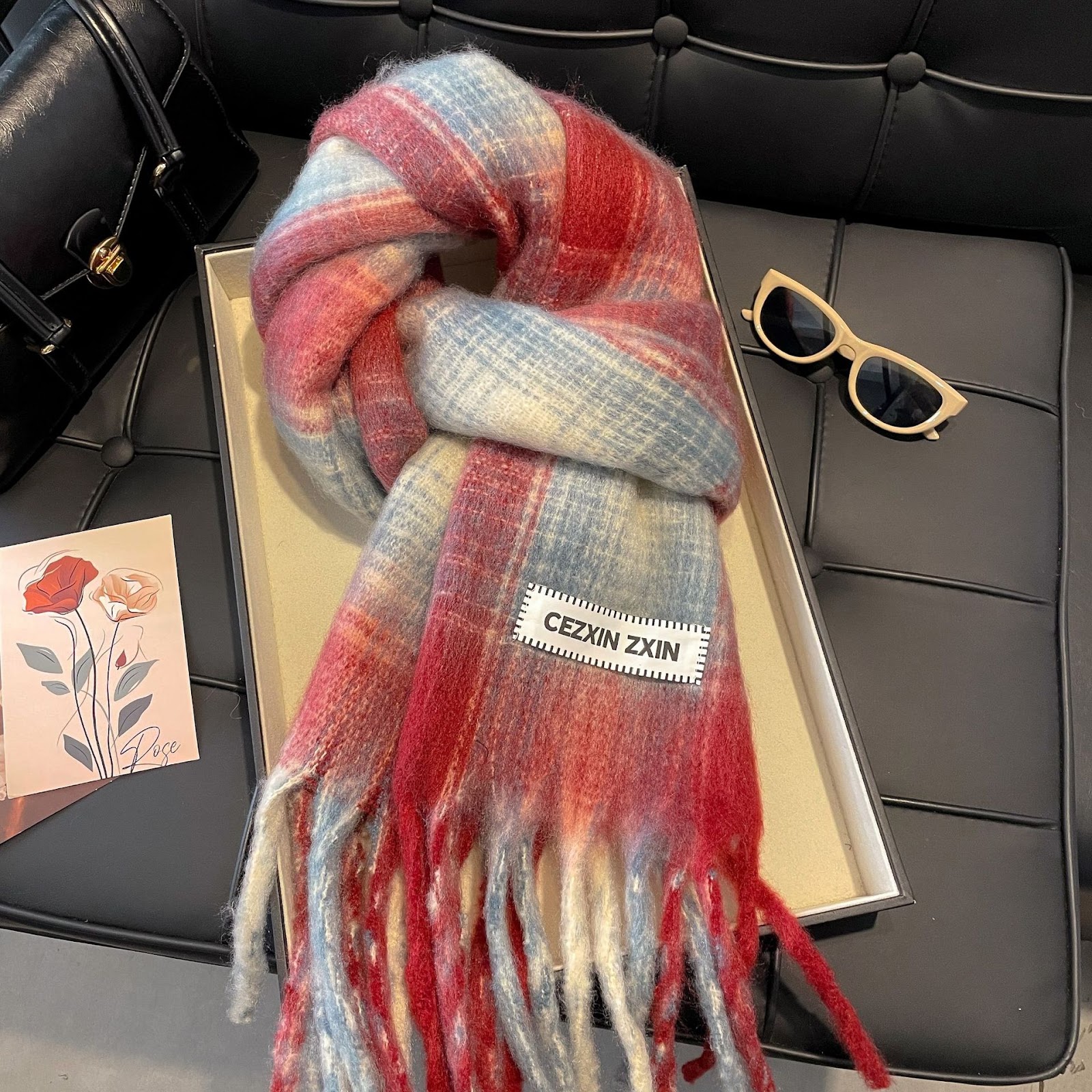 Checked Scarf with Gradient