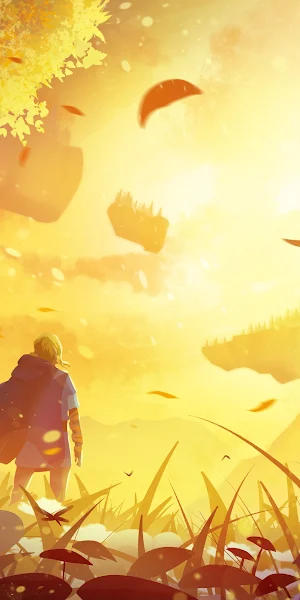 Golden Meadow Fantasy Landscape 4K Wallpaper Background