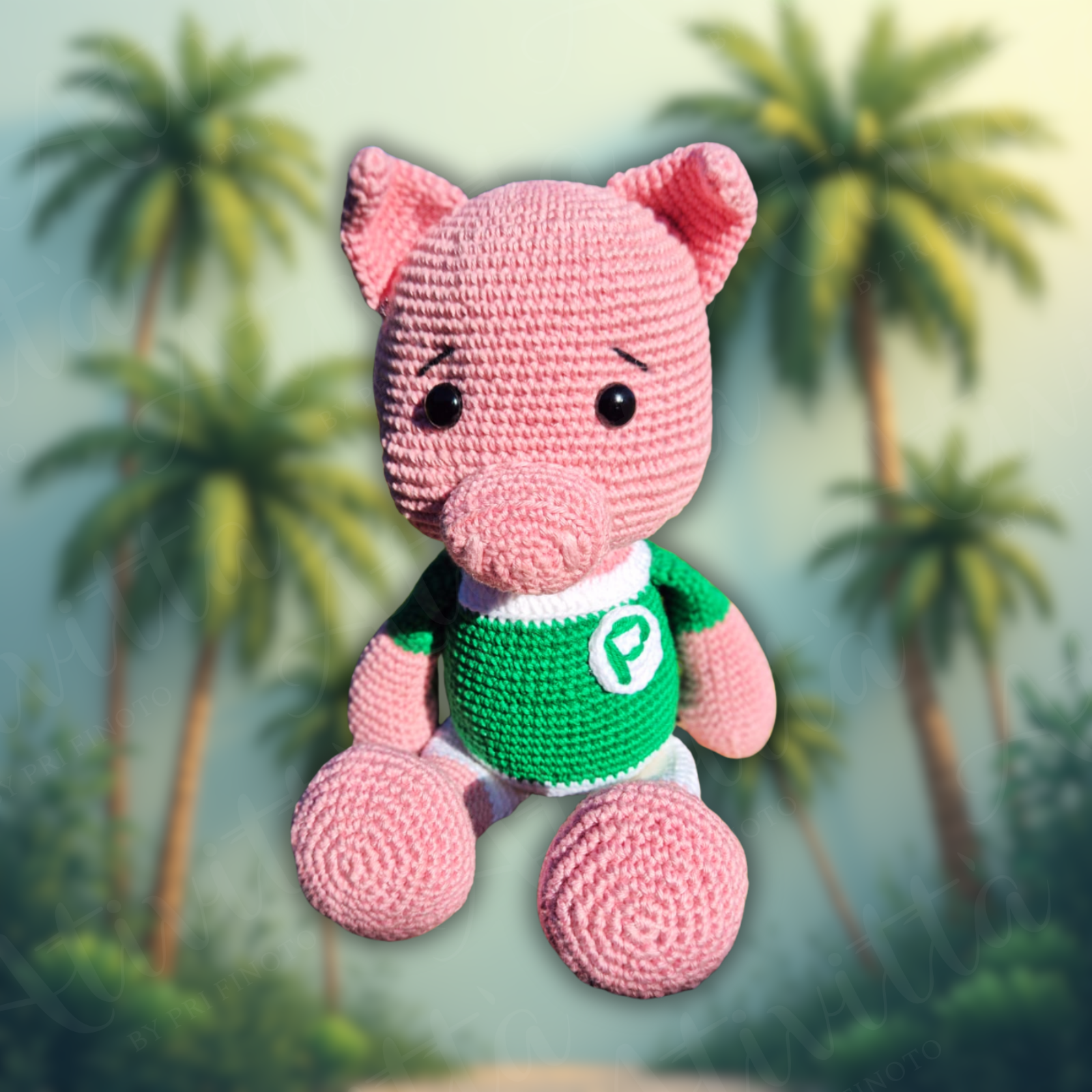 Porquinho do Palmeiras em Crochê