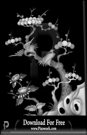 free BMP to download Birds Sitting on Tree Grayscale Image