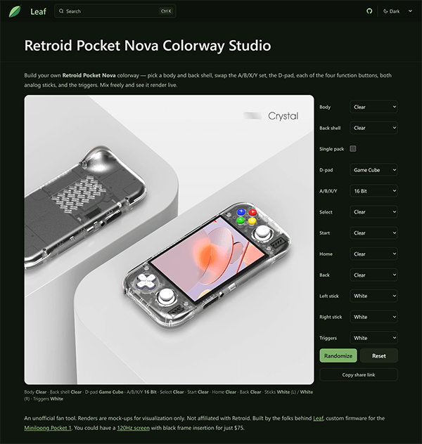 retroid pocket nova crystal rainbow colorway studio