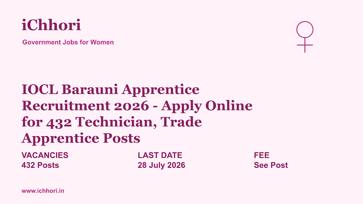 IOCL Barauni Apprentice Recruitment 2026 - Apply Online for 432 Technician, Trade Apprentice Posts - iChhori