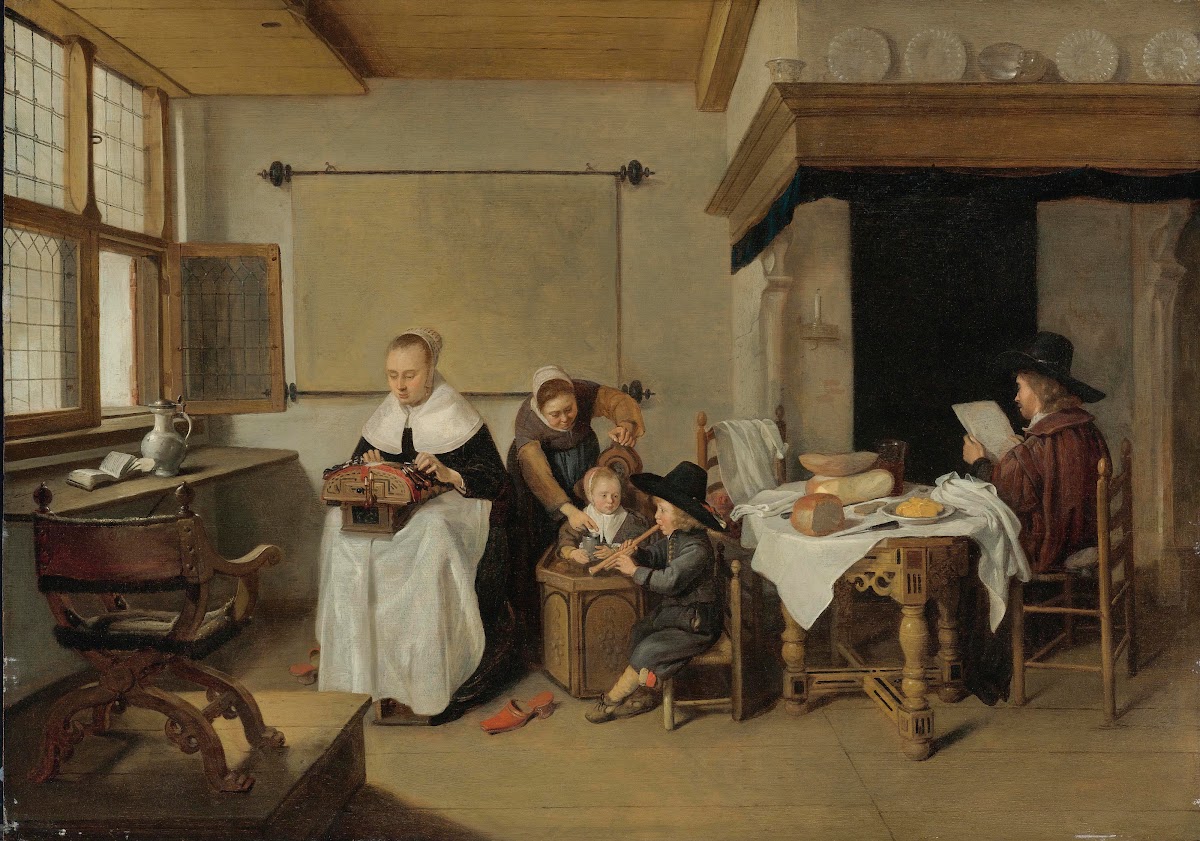A Domestic Interior With a Family
