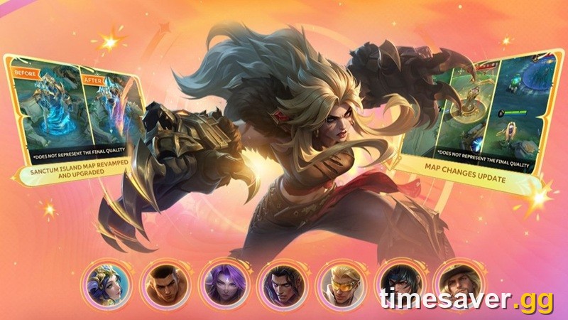 Mobile Legends Season 42 Sanctum Island map revamp promo showing the upgraded battlefield, turrets and Lord