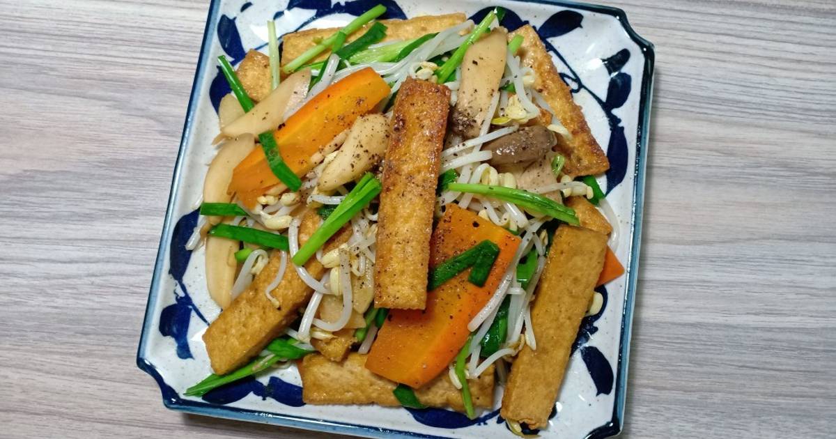 Đậu hủ xào giá hẹ