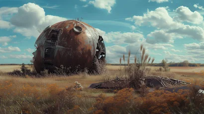 Ai Art, Illustration, Junk, Rust, Clouds 5K Wallpaper Background