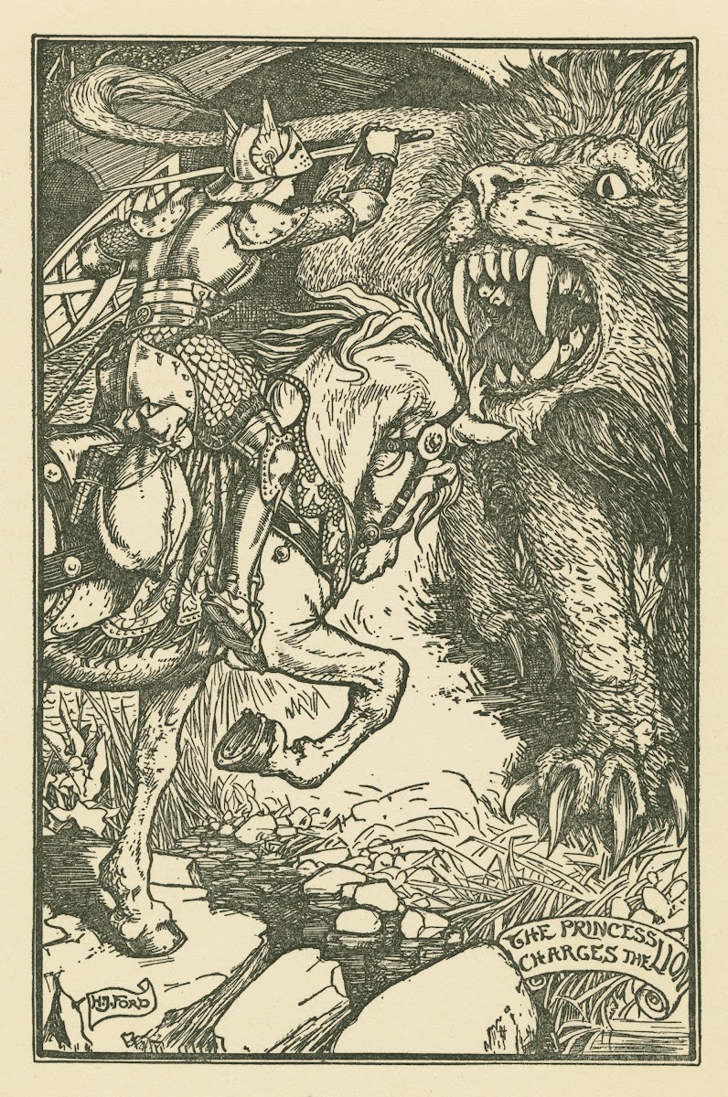 The princess charges the lion 1901