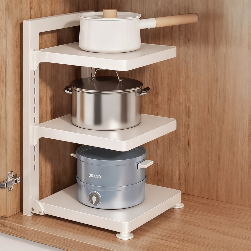 Multi-tier pot rack made of carbon steel