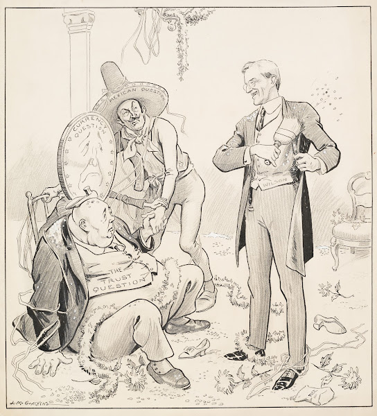 A smiling President Woodrow Wilson brushes himself off after a wedding party and