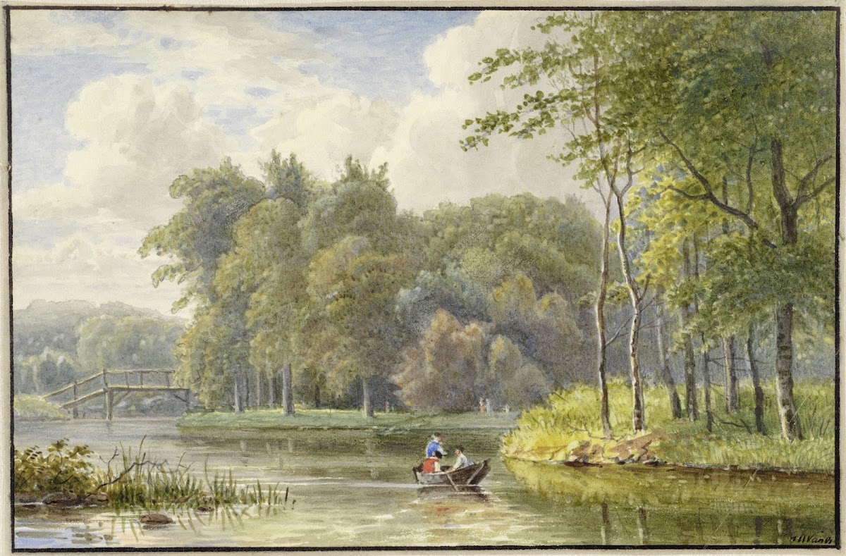 Landschap met figuren in een roeibootje 1792   1861