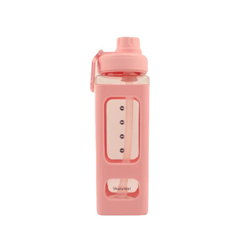 Large water bottle with straw 700–900 ml