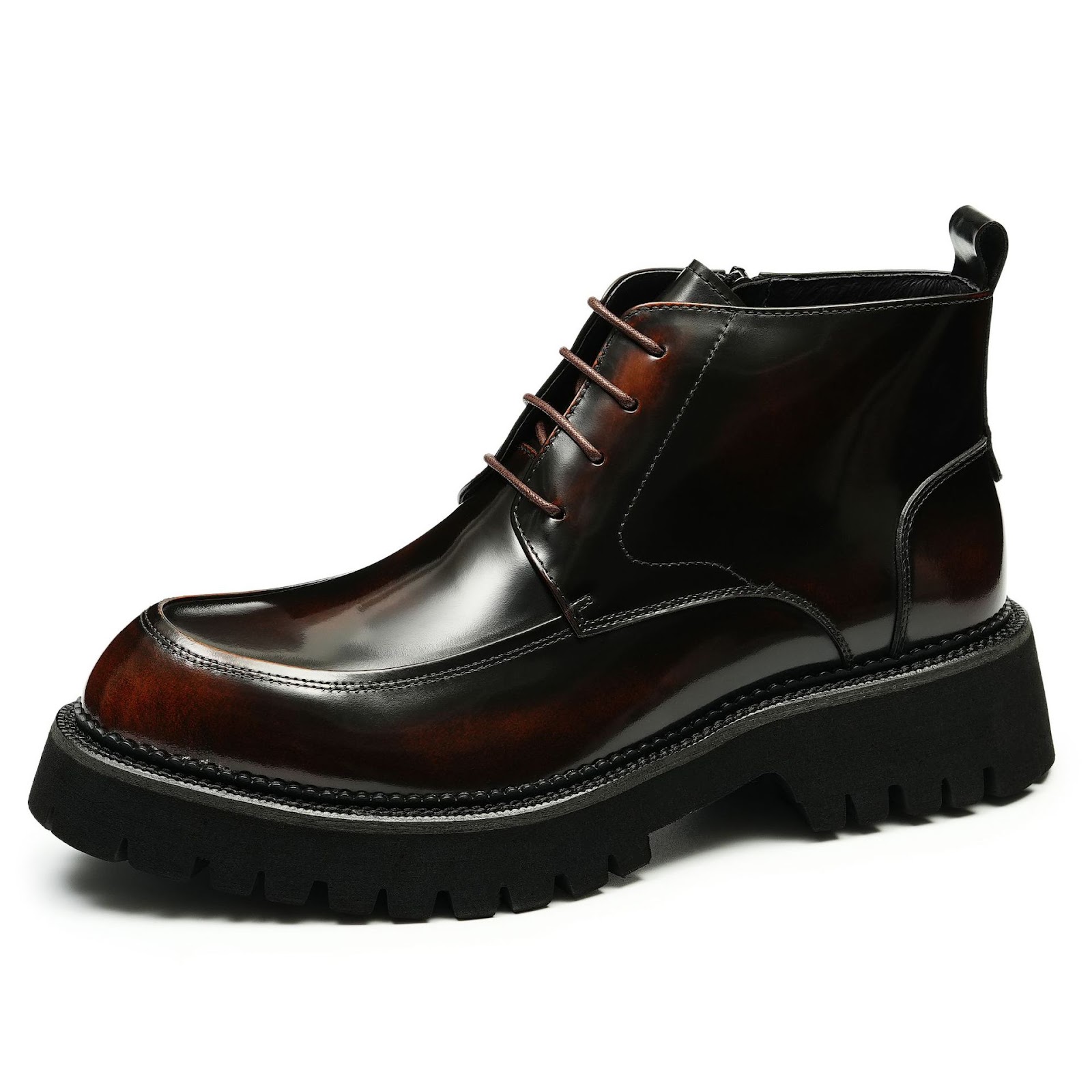 Men's Leather Boots with Zipper
