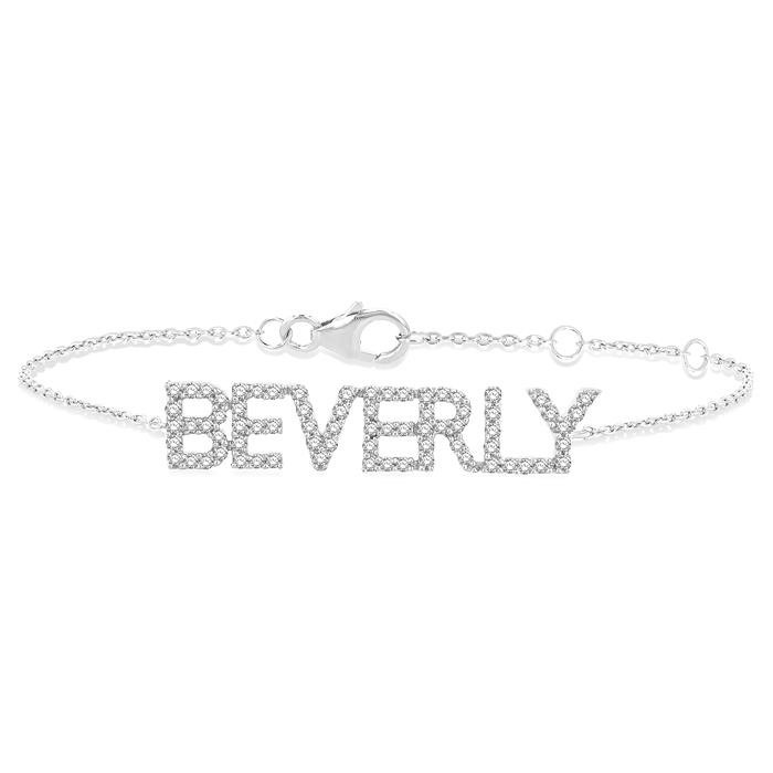 Block 'BEVERLY' Diamond Name Chain Bracelet
