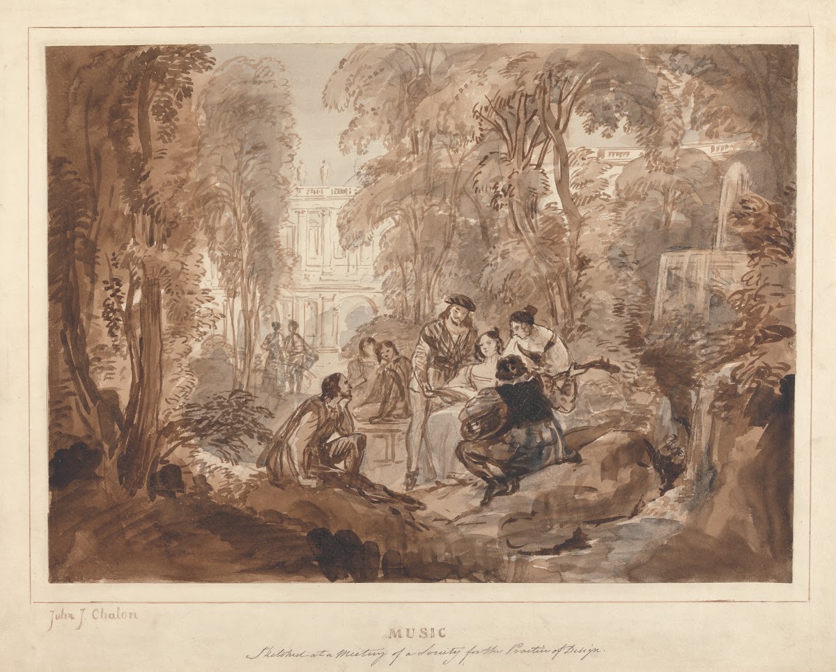 Music Composition in a Garden ca 1832